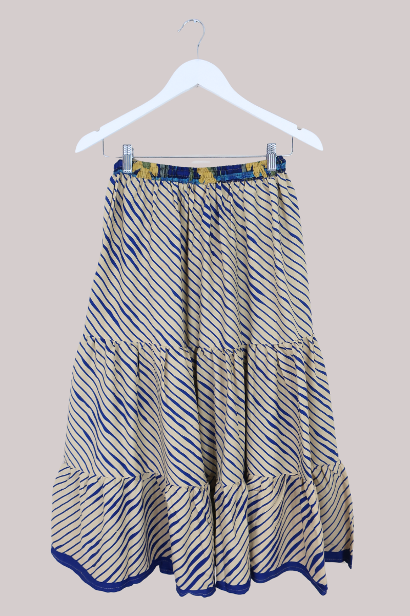Rosie Midi Skirt in Amalfi Blue Stripe - Free Size