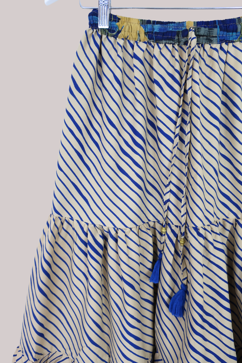 Rosie Midi Skirt in Amalfi Blue Stripe - Free Size