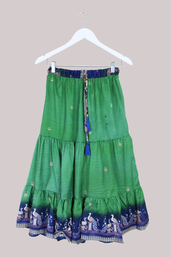 Rosie Midi Skirt in Peacock Garden - Free Size