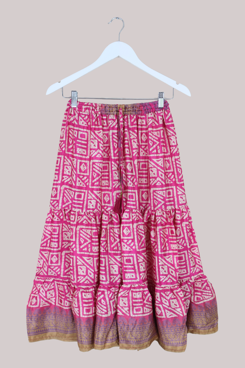 Rosie Midi Skirt in Hibiscus Pink - Free Size