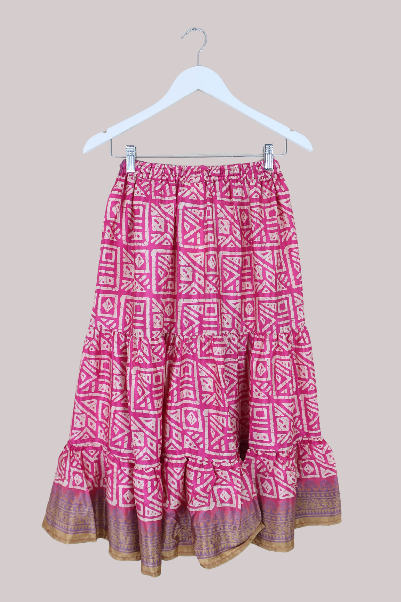 Rosie Midi Skirt in Hibiscus Pink - Free Size