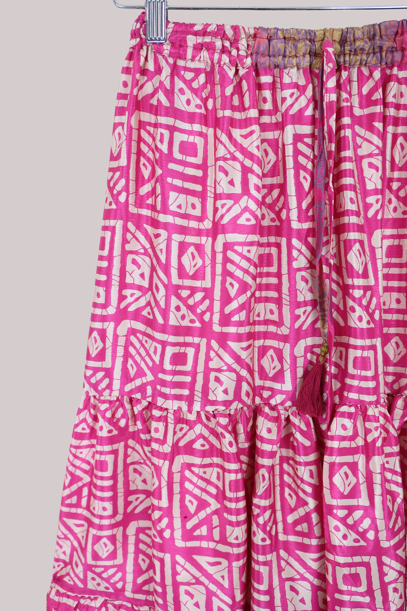 Rosie Midi Skirt in Hibiscus Pink - Free Size