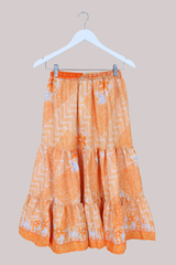 Rosie Midi Skirt in Clementine Patchwork Florals - Free Size