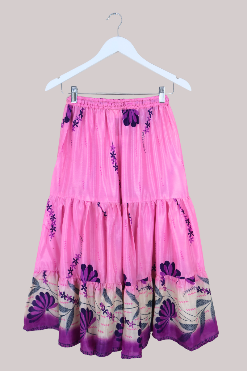 Rosie Midi Skirt in Sweetpea Pink Florals - Free Size