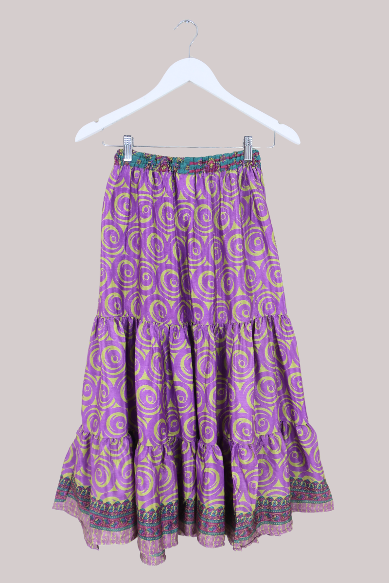 Rosie Midi Skirt in Violet Whirlpools - Free Size