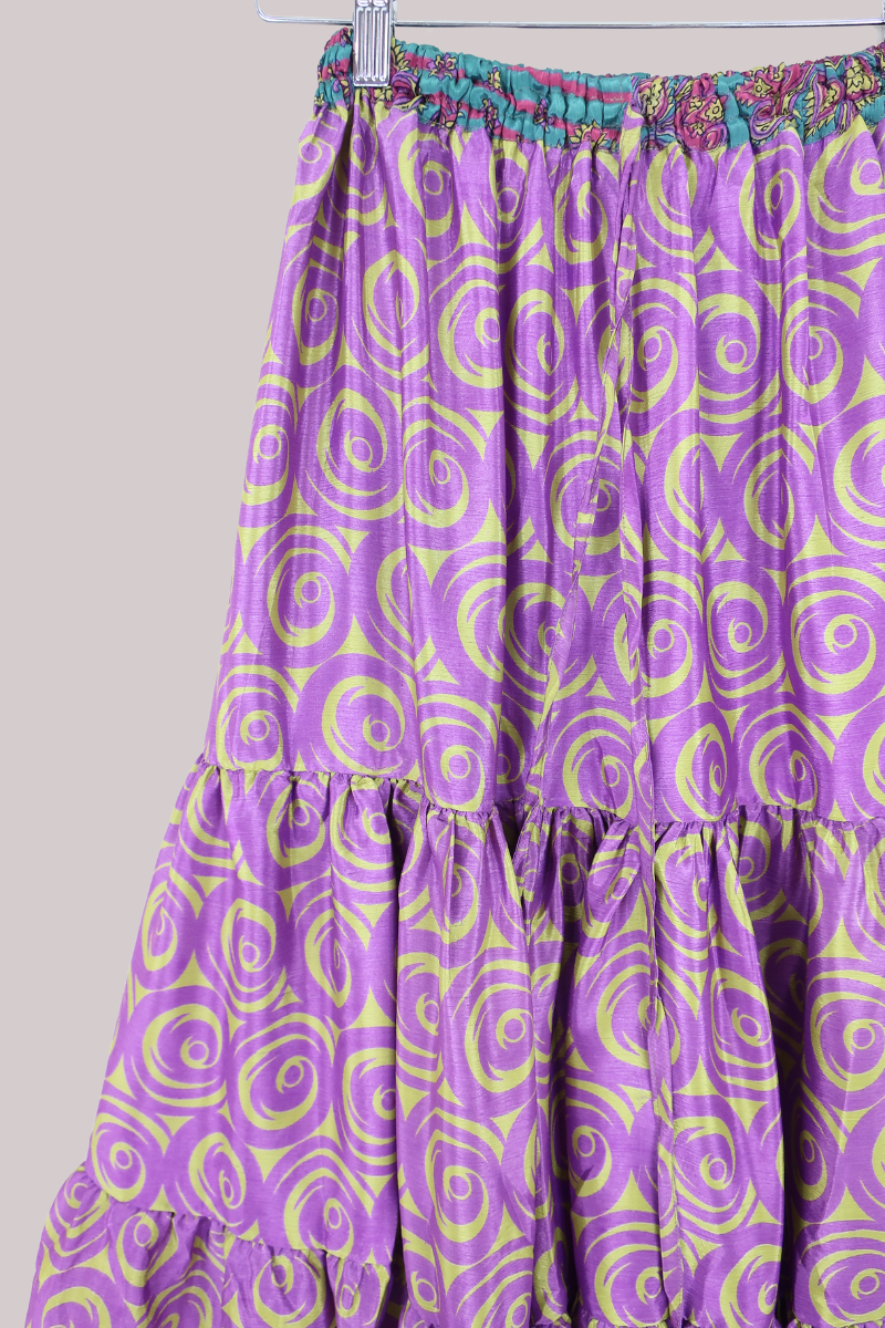 Rosie Midi Skirt in Violet Whirlpools - Free Size