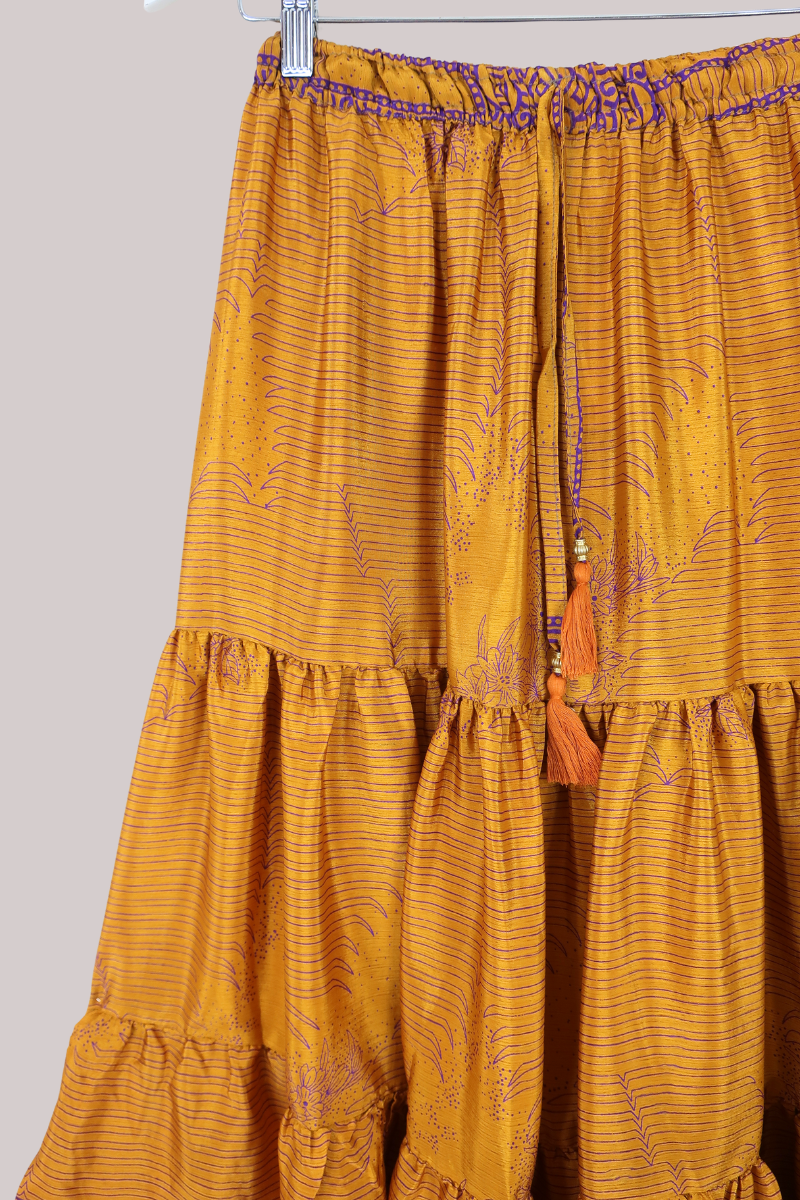 Rosie Midi Skirt in Saffron & Purple Orchid - Free Size