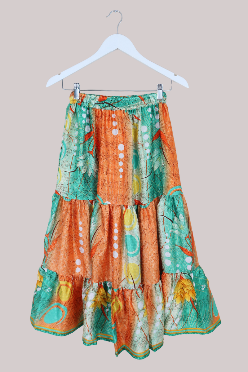 Rosie Midi Skirt in Exotic Abstract Flowers - Free Size
