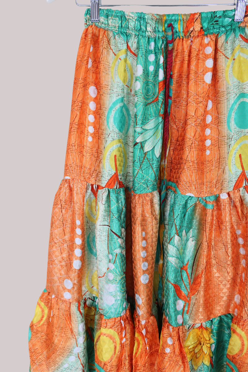 Rosie Midi Skirt in Exotic Abstract Flowers - Free Size