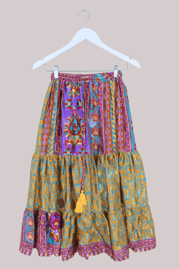 Rosie Midi Skirt in Vivid Carnival Florals - Free Size