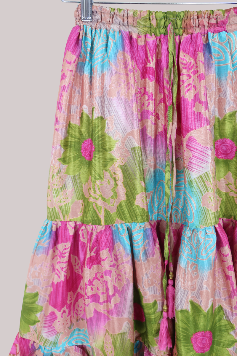 Rosie Midi Skirt in Watercolour Summer Florals - Free Size