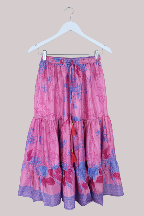 Rosie Midi Skirt in Lilac & Blush Blossom - Free Size