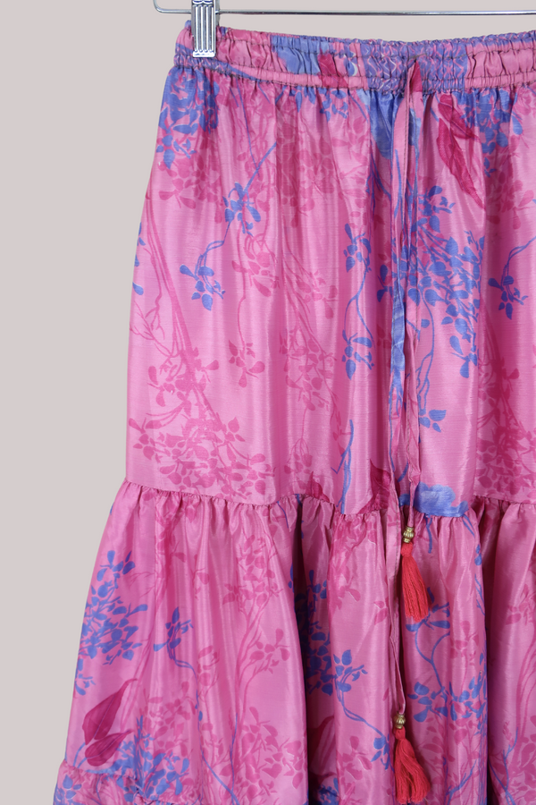 Rosie Midi Skirt in Lilac & Blush Blossom - Free Size