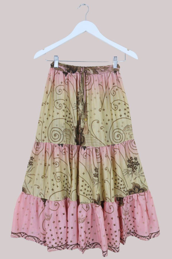 Rosie Midi Skirt in Soft Strawberry & Vanilla - Free Size