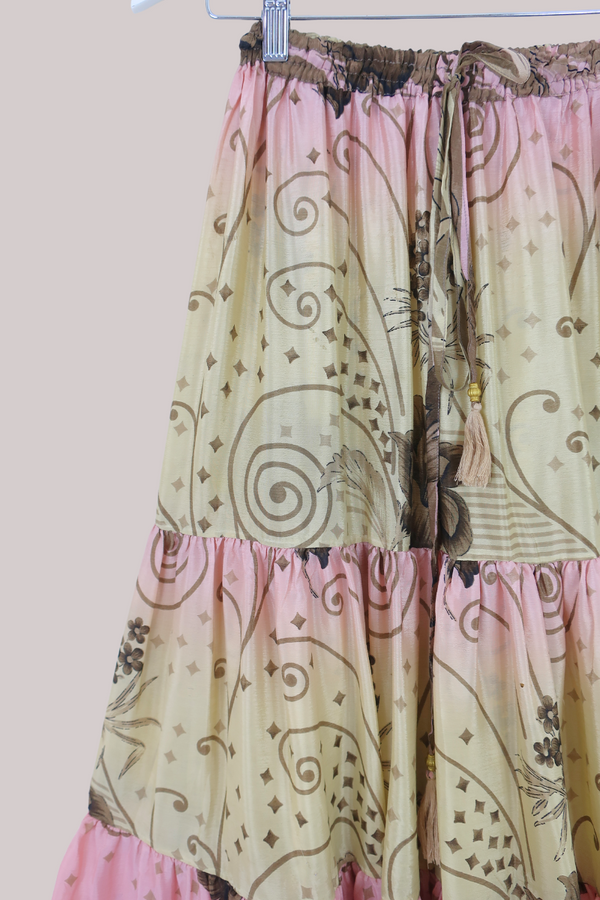 Rosie Midi Skirt in Soft Strawberry & Vanilla - Free Size