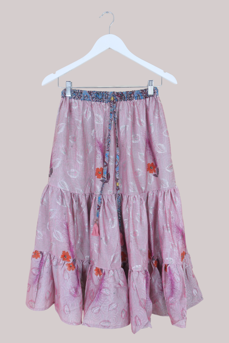 Rosie Midi Skirt in Iridescent Lavender Feathers - Free Size