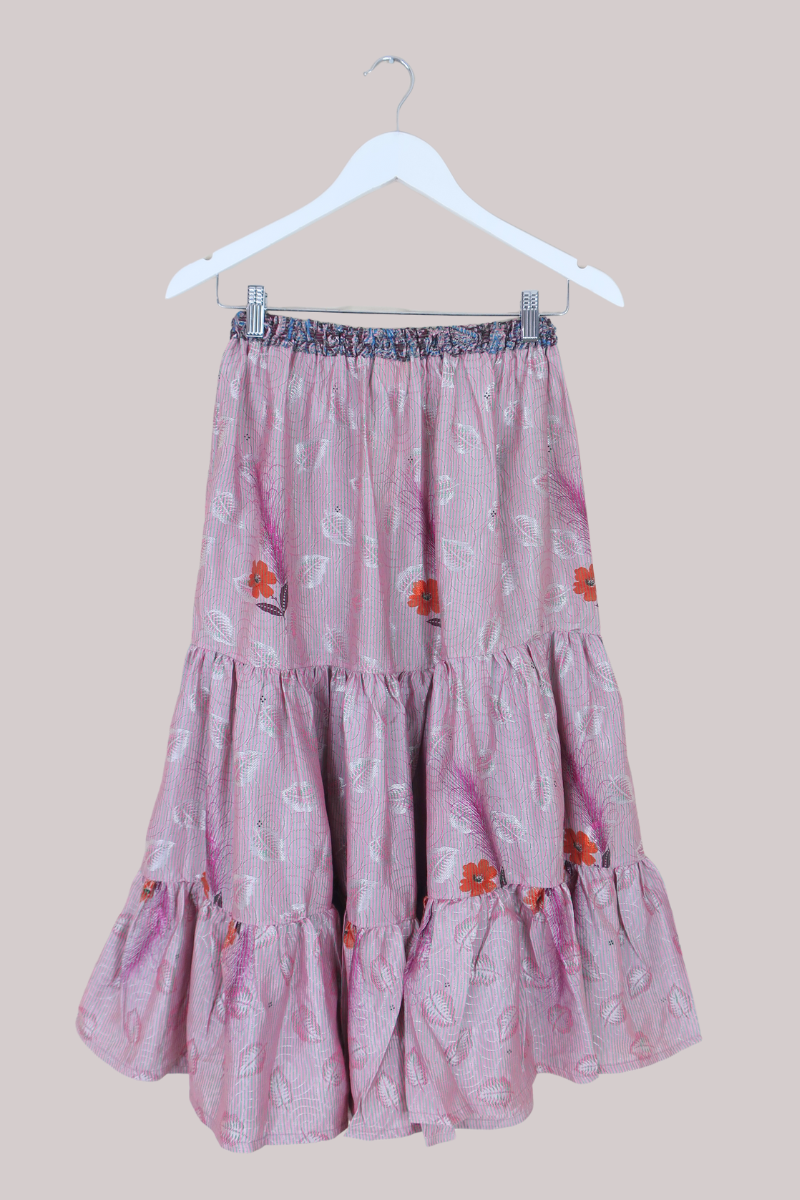 Rosie Midi Skirt in Iridescent Lavender Feathers - Free Size