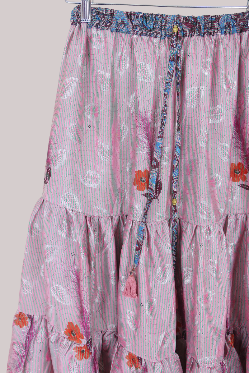 Rosie Midi Skirt in Iridescent Lavender Feathers - Free Size