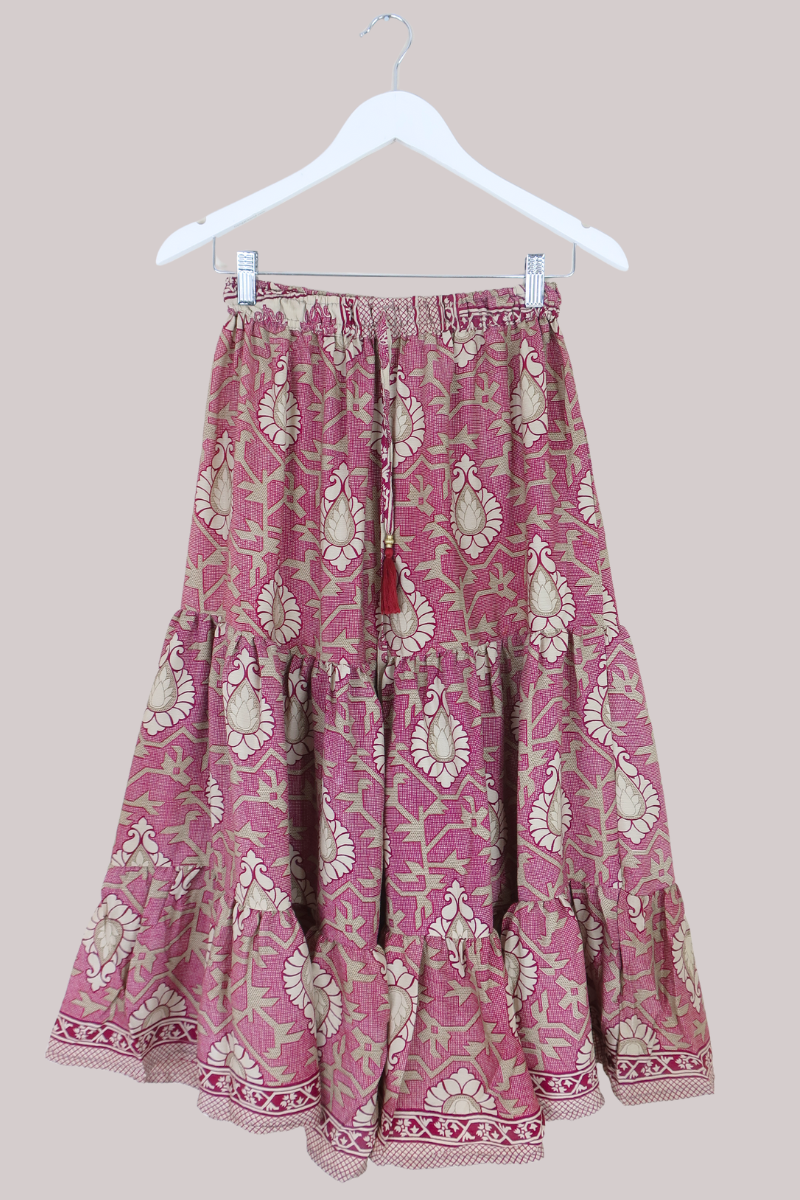 Rosie Midi Skirt in Magenta Lotus - Free Size