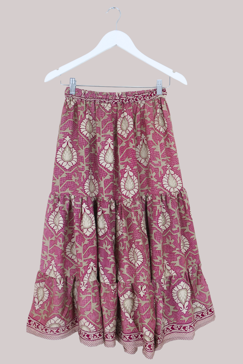 Rosie Midi Skirt in Magenta Lotus - Free Size