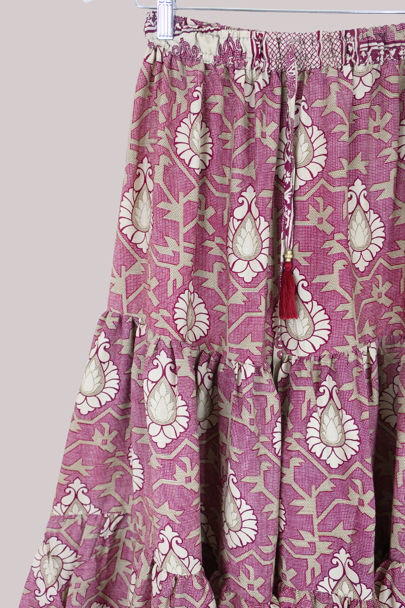 Rosie Midi Skirt in Magenta Lotus - Free Size