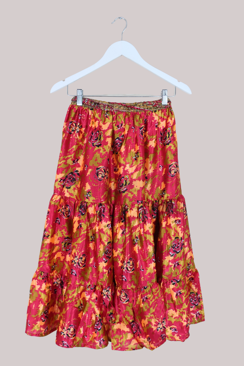 Rosie Midi Skirt in Abstract Desert Magenta - Free Size