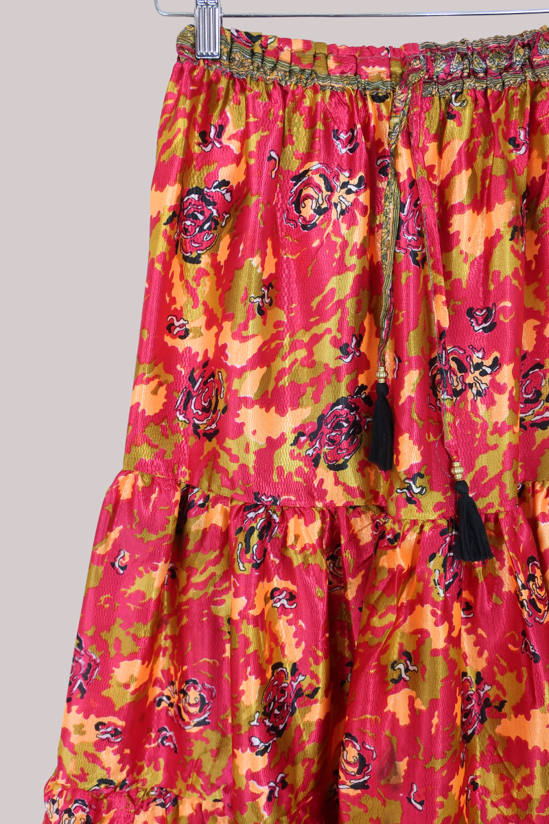 Rosie Midi Skirt in Abstract Desert Magenta - Free Size