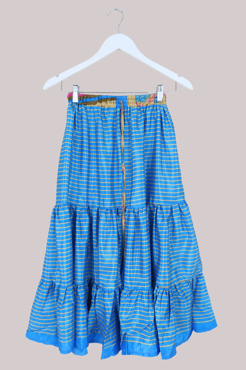 Rosie Midi Skirt in Santorini Blue Stripe - Free Size