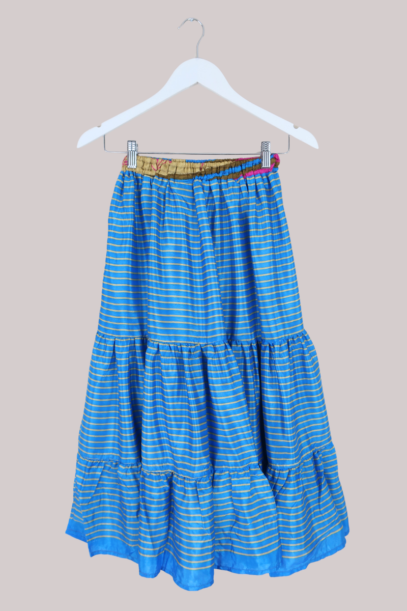 Rosie Midi Skirt in Santorini Blue Stripe - Free Size