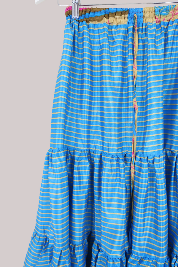 Rosie Midi Skirt in Santorini Blue Stripe - Free Size