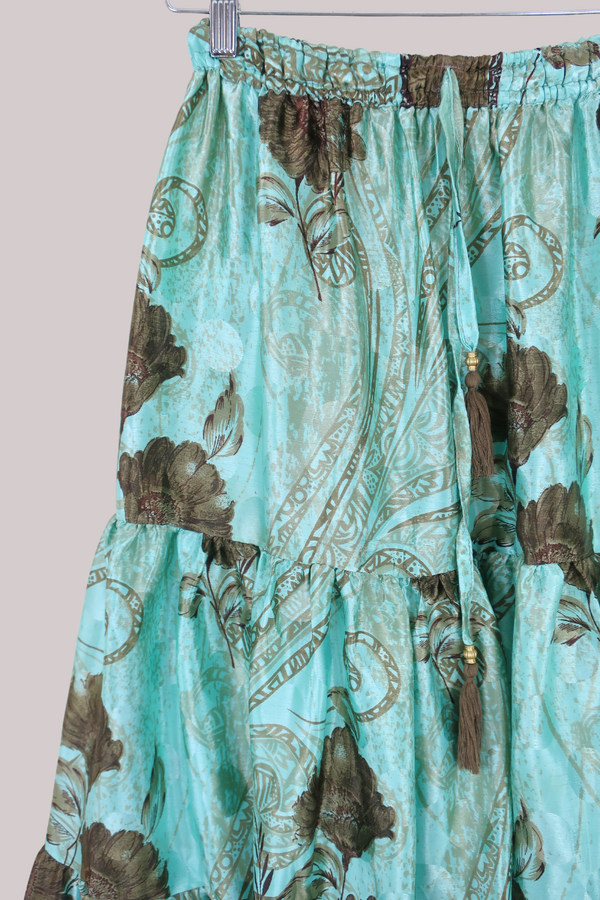 Rosie Midi Skirt in Crystal Blue Vintage Flowers - Free Size