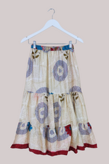 Rosie Midi Skirt in Champagne & Scarlet - Free Size