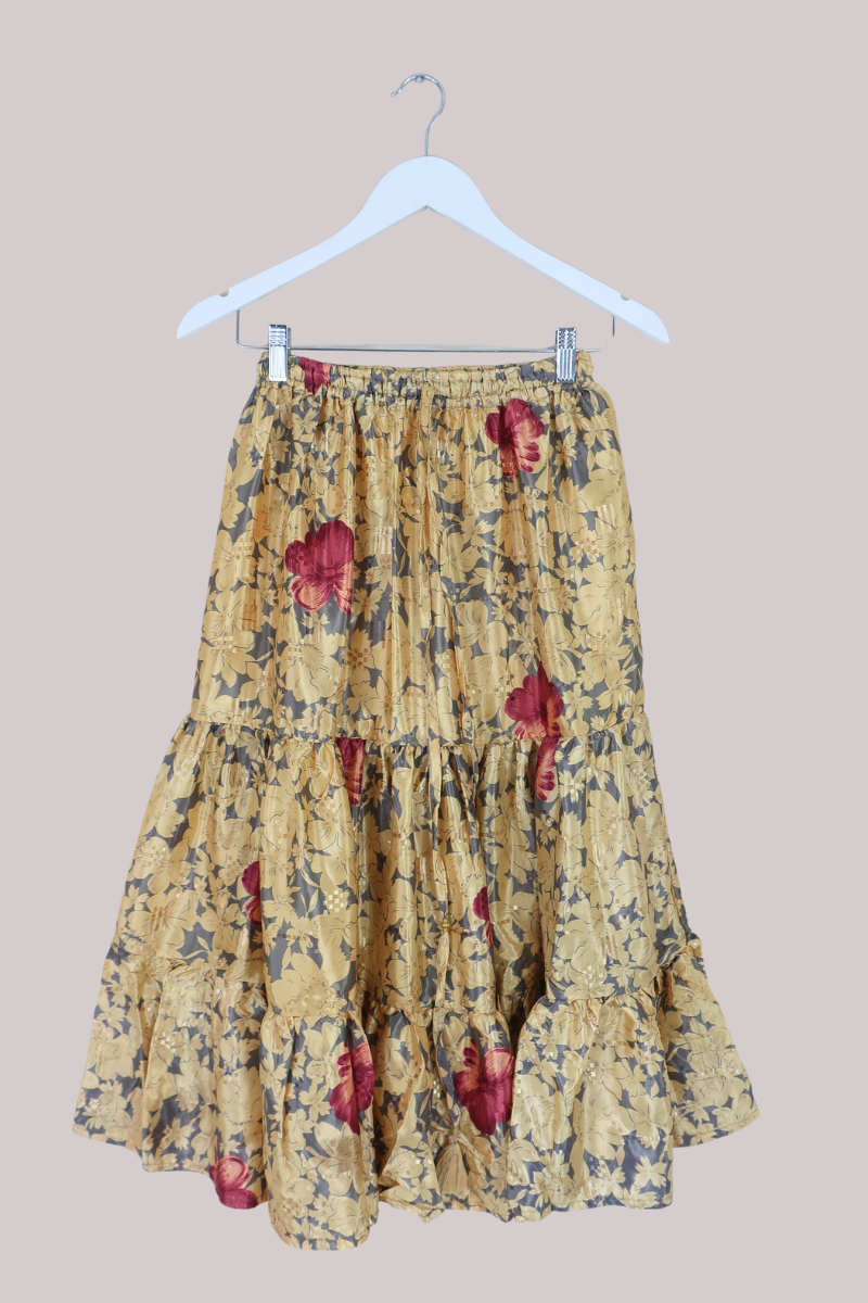 Rosie Midi Skirt in Golden Hour Flowers - Free Size