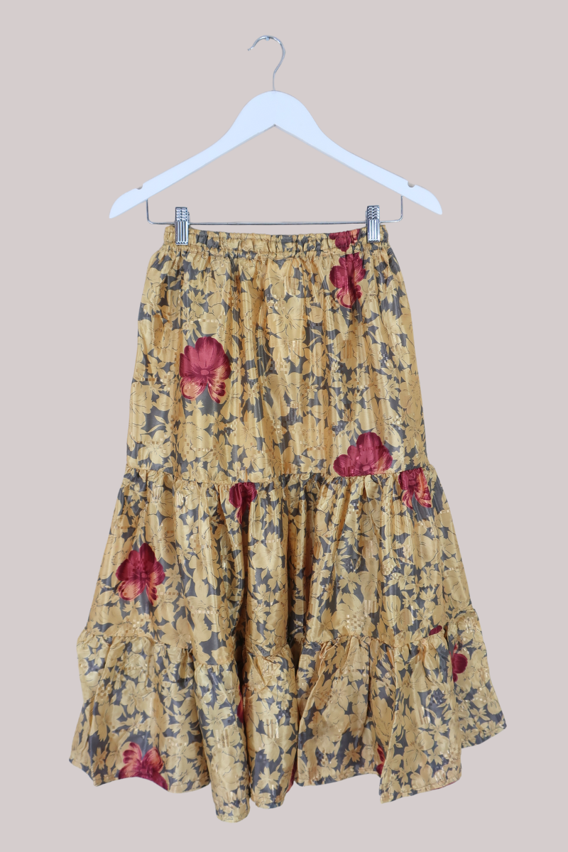 Rosie Midi Skirt in Golden Hour Flowers - Free Size