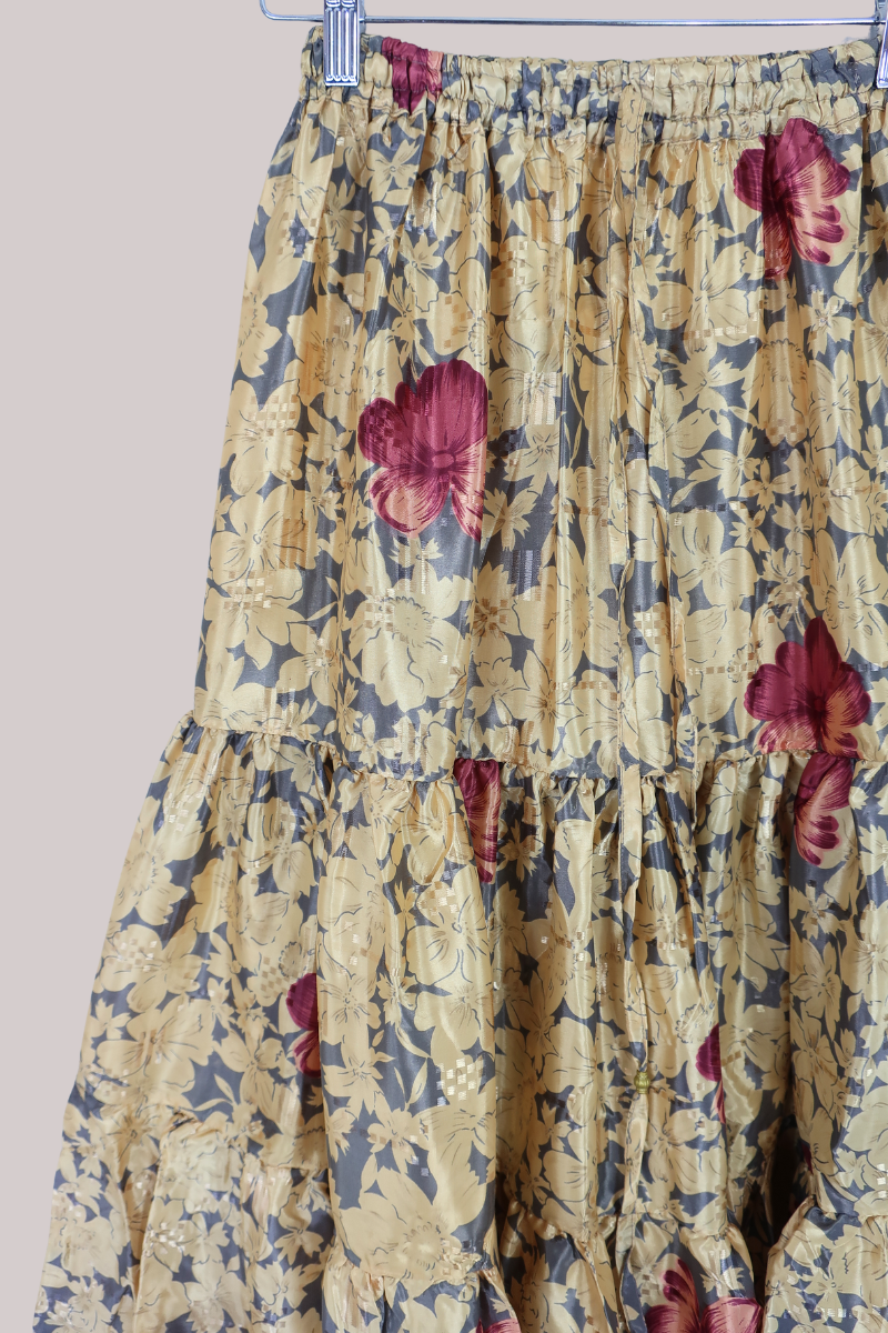 Rosie Midi Skirt in Golden Hour Flowers - Free Size