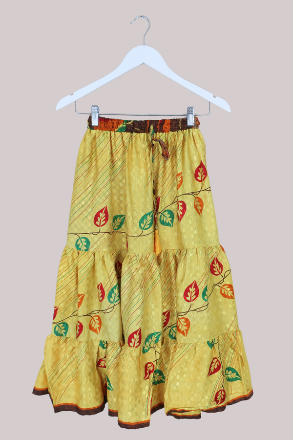 Rosie Midi Skirt in Dandelion Yellow Foliage - Free Size