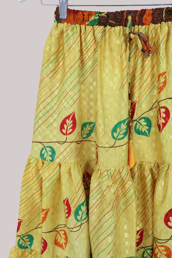 Rosie Midi Skirt in Dandelion Yellow Foliage - Free Size