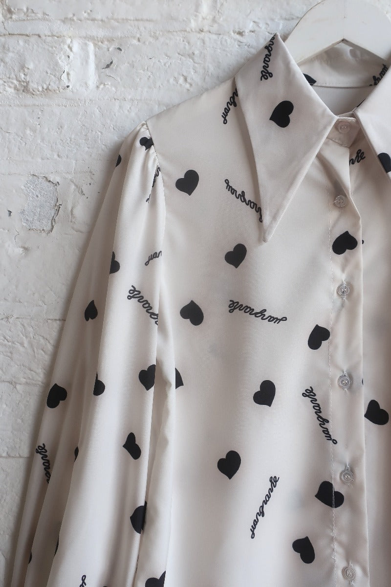 Vintage Shirt - Love in Monochrome - Size S by All About Audrey
