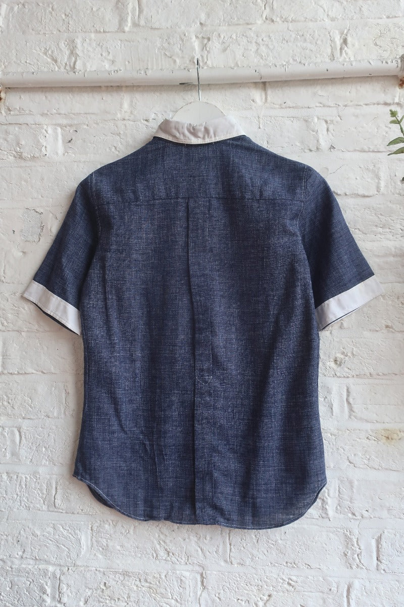 Vintage Shirt - Indigo Weave Button Up - Size XS by All About Audrey