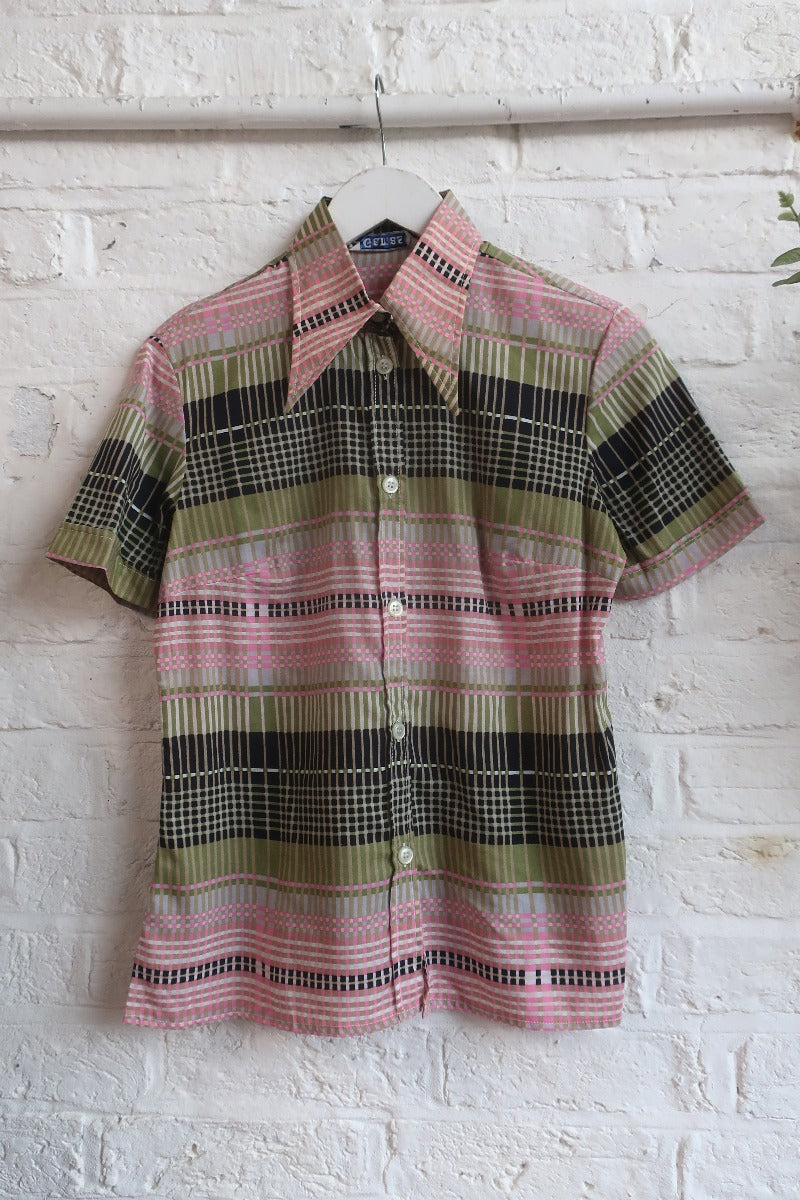 Vintage Shirt - Retro Rhubarb Check - Size XS by All About Audrey