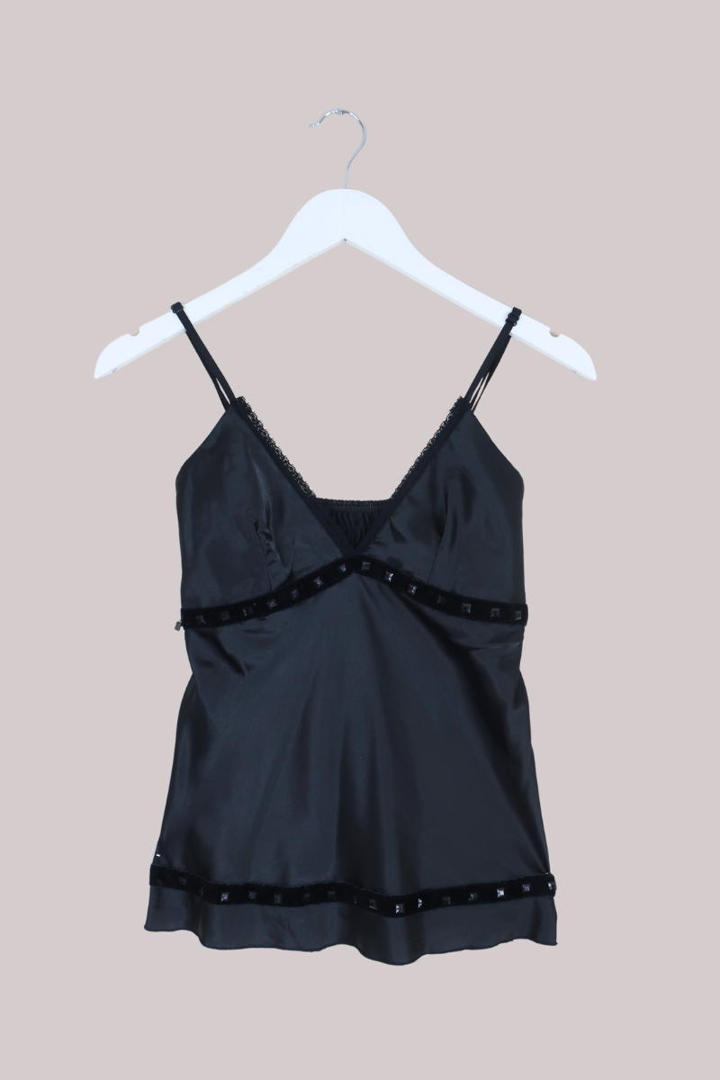 Vintage Top - Black Silk - Size XS