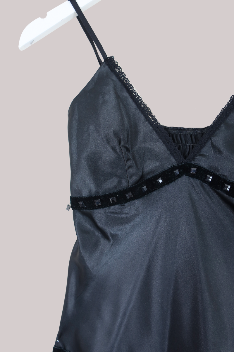 Vintage Top - Black Silk - Size XS