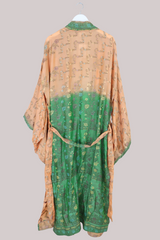 Lotus Embroidered Pure Silk Robe - Fiona Shimmering Floral - Free Size