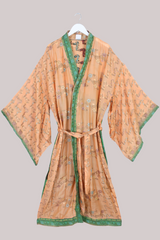 Lotus Embroidered Pure Silk Robe - Fiona Shimmering Floral - Free Size