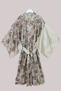 Lotus Embroidered Pure Silk Robe - Threads of Ivy & Copper - Free Size