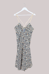 Vintage Strappy Dress - Navy & Wheat Roses - Size M by All About Audrey