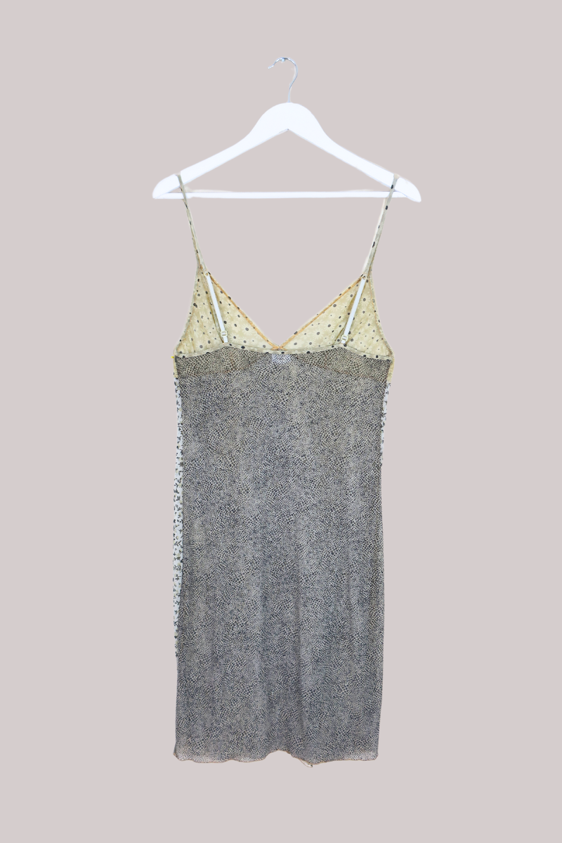 Vintage Dress - Olive Polka Floral - Free Size