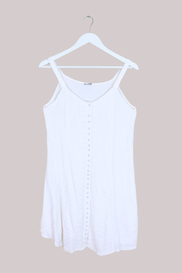 Vintage Indian Sundress - Ivory Embroidery - Size S by All About Audrey