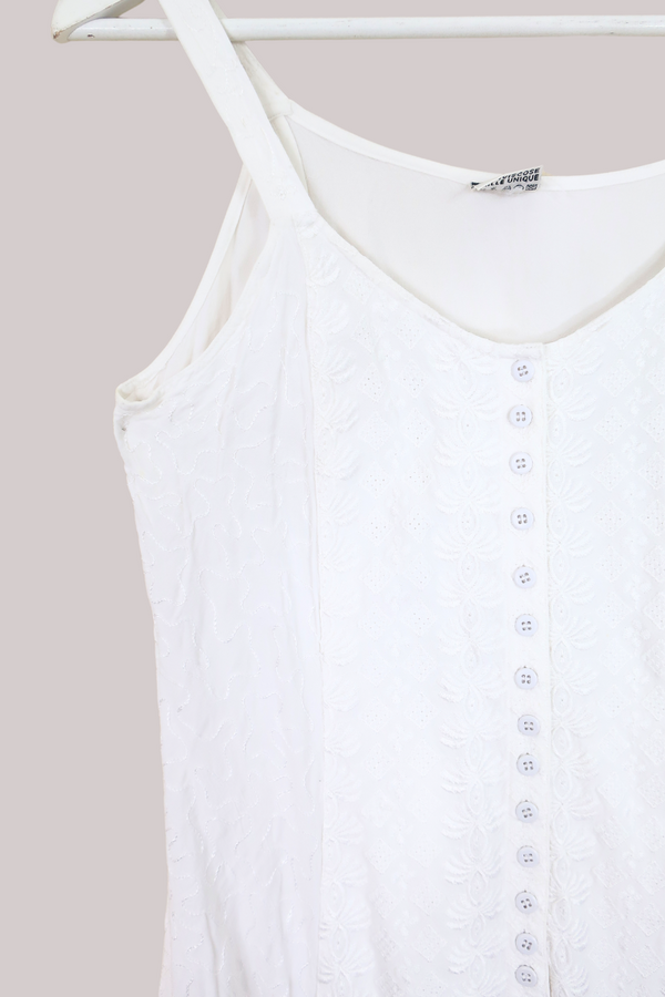 Vintage Indian Sundress - Ivory Embroidery - Size S by All About Audrey