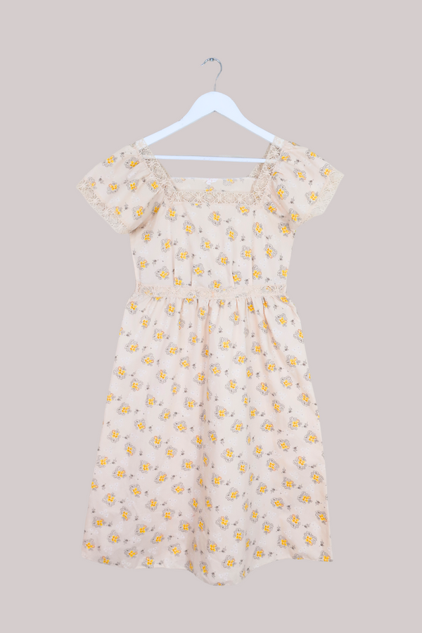 Vintage Mini Prairie Dress - Pastel Yellow Wildflower - Size XXS by All About Audrey